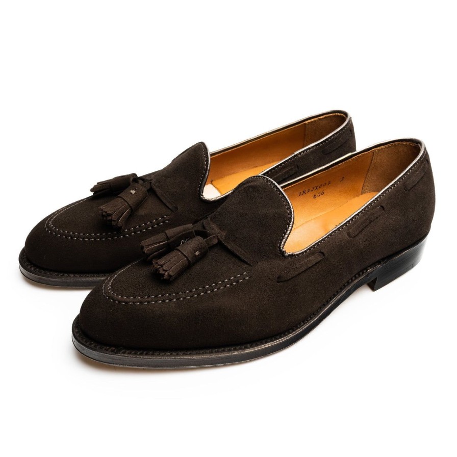 Clothing Alden Footwear Chevron Right Icon | Alden Tassel Loafer Brown Suede 666