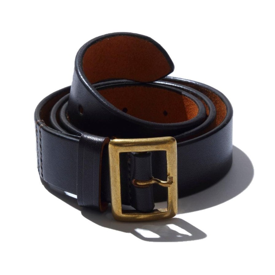 Accessories Belafonte Ragtime Clothing Belafonte | Belafonte Ragtime Leather Garrison Belt (30Mm) Black X Brass