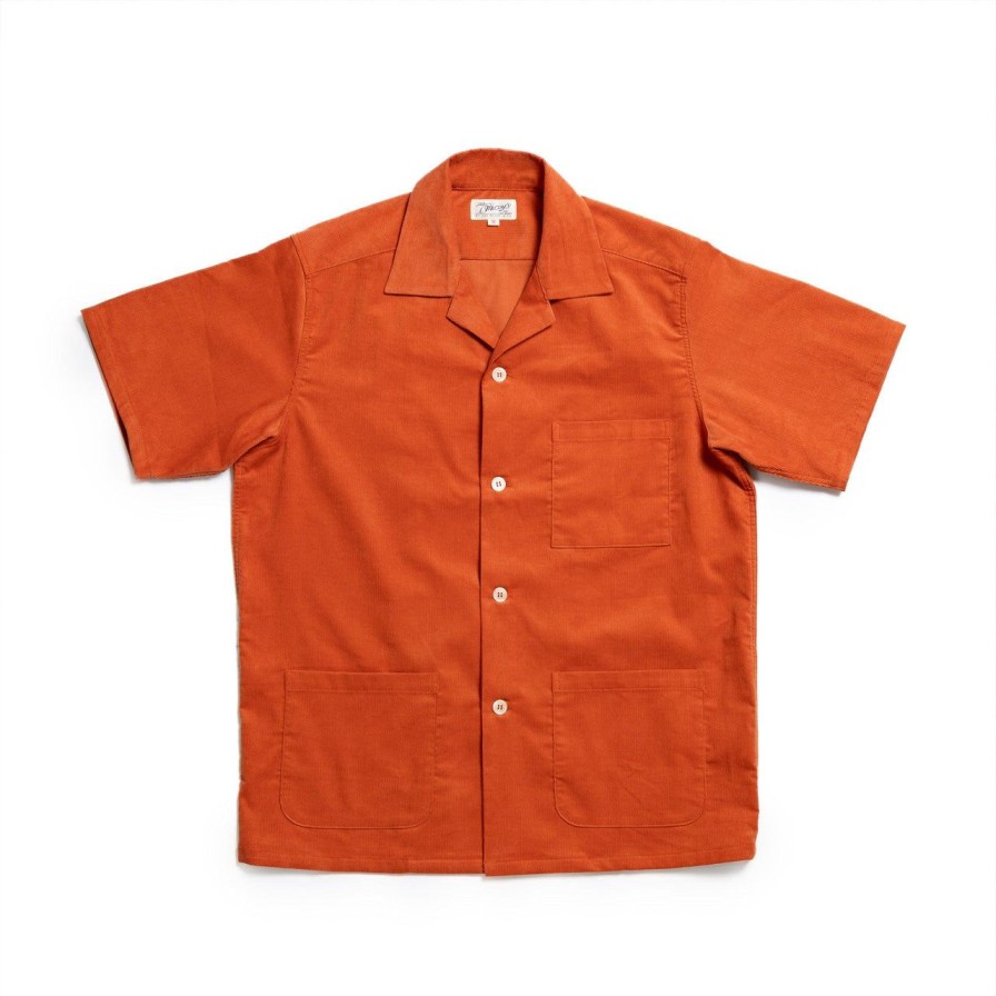 Clothing The Real McCoy's Shirts | The Real Mccoy'S Open Collar Resort S/S Shirt Salmon