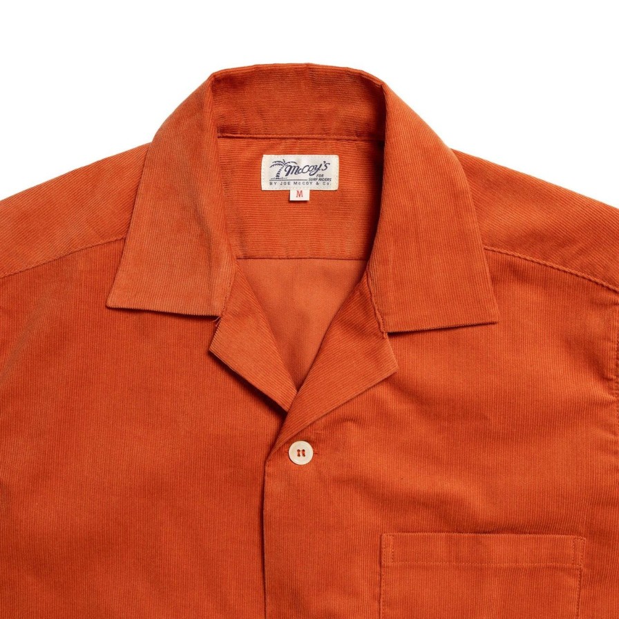 Clothing The Real McCoy's Shirts | The Real Mccoy'S Open Collar Resort S/S Shirt Salmon