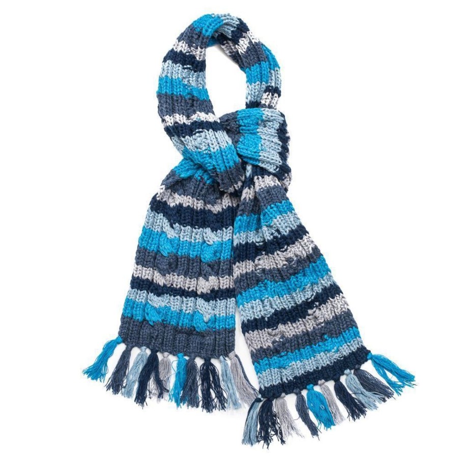 Accessories Allevol X Inverallan Allevol | Allevol X Inverallan 22F Rib & Cable Scarf Assorted Blue