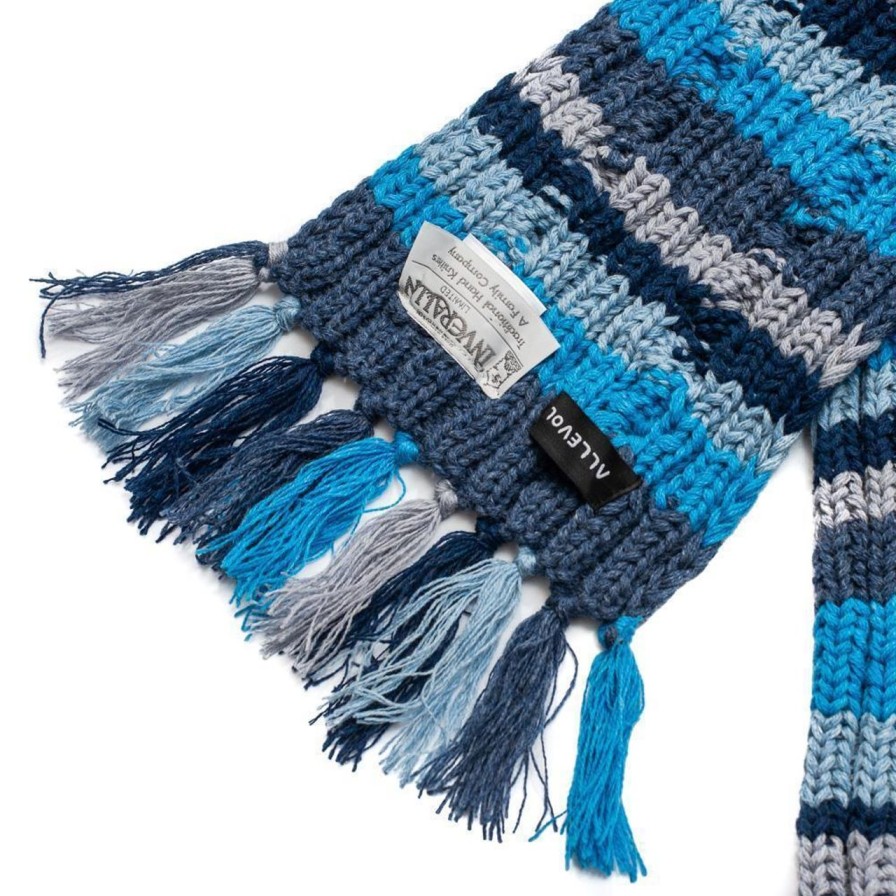 Accessories Allevol X Inverallan Allevol | Allevol X Inverallan 22F Rib & Cable Scarf Assorted Blue