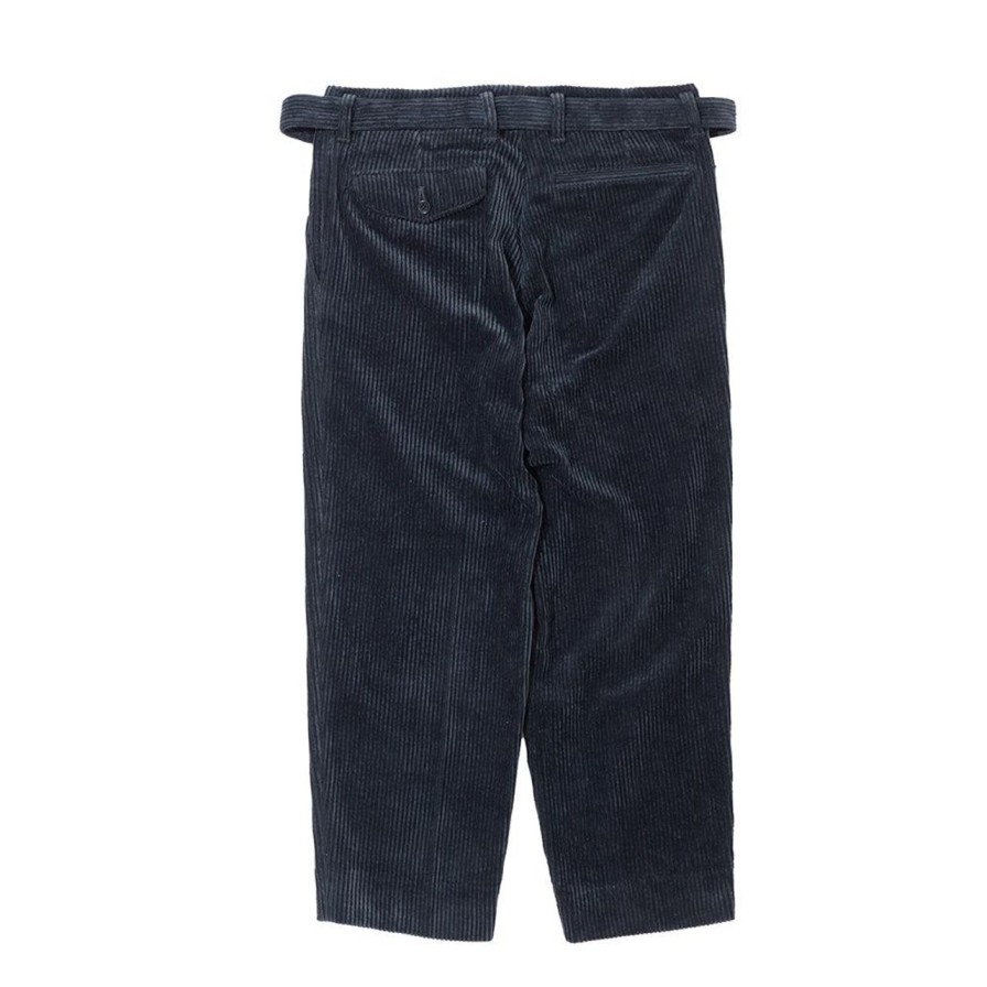 Clothing Kuon Chinos | Kuon Fanage Corduroy Belted Trousers Marine Black