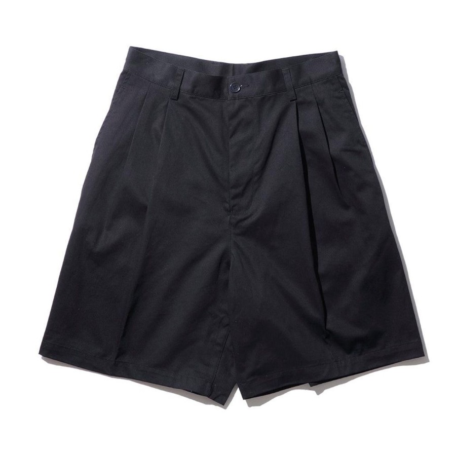 Clothing Kuon Shorts | Kuon Cotton Twill Pleated Shorts Black