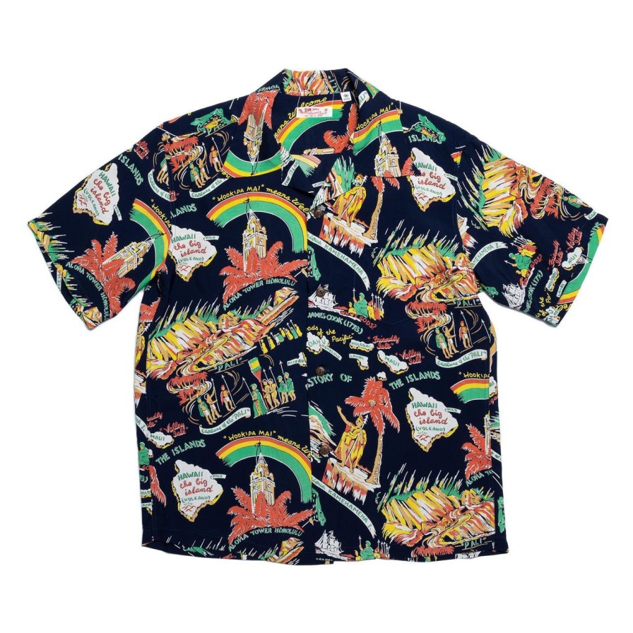 Clothing Sun Surf Shirts | Sun Surf History Of The Islands Hawaiian Shirt Navy