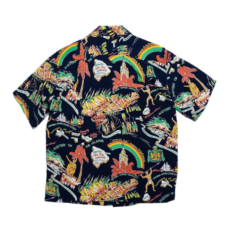 Clothing Sun Surf Shirts | Sun Surf History Of The Islands Hawaiian Shirt Navy