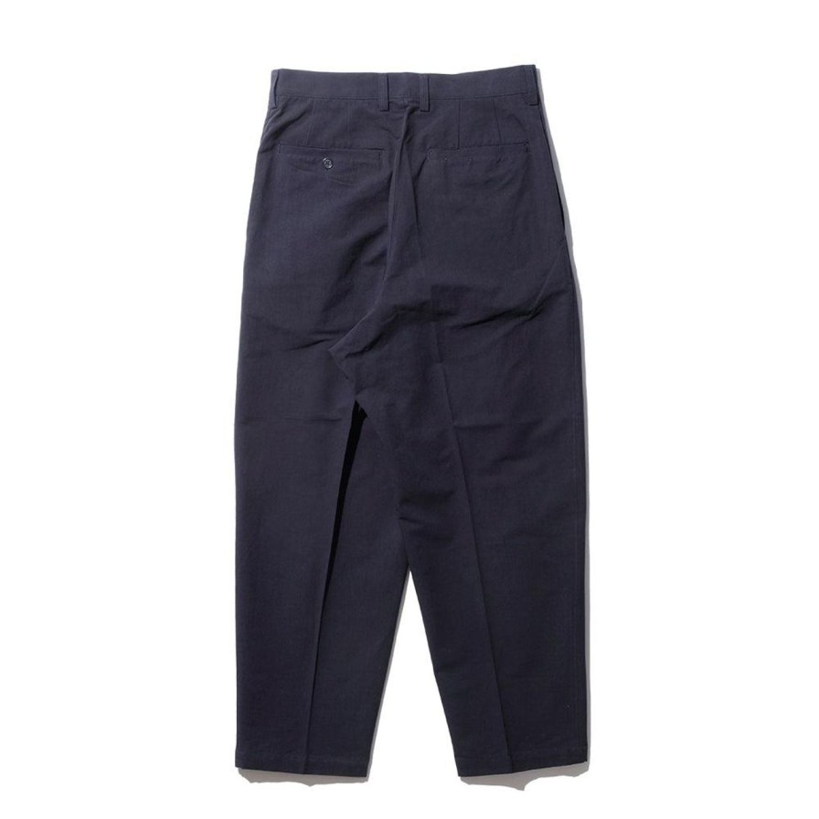 Clothing Kuon Chinos | Kuon Washi/Cotton Pleated Tapered Trousers Dark Navy