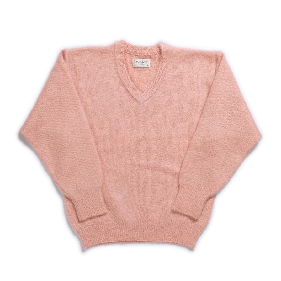 Clothing The Real McCoy's Knitwear | The Real Mccoy'S Joe Mccoy V-Neck Mohair Sweater Flamingo