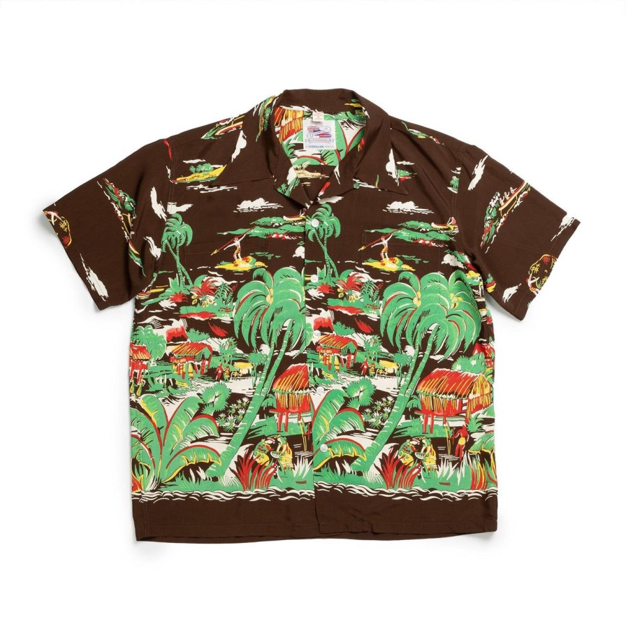 Clothing Duke Kahanamoku Hawaiian Shirt | Duke Kahanamoku Special Edition 'Hawaiian Village' Hawaiian Shirt Brown