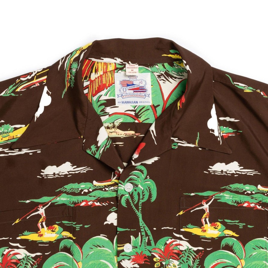 Clothing Duke Kahanamoku Hawaiian Shirt | Duke Kahanamoku Special Edition 'Hawaiian Village' Hawaiian Shirt Brown