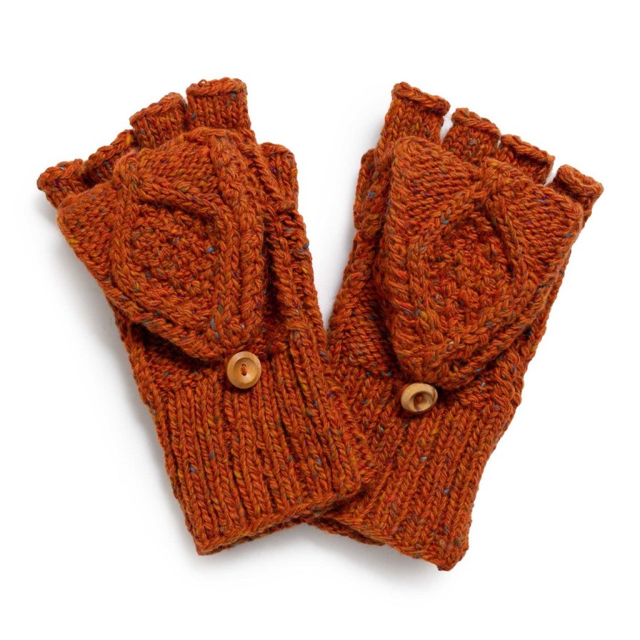 Clothing Allevol X Inverallan Knitwear | Allevol X Inverallan 22S Diamond Fingerless Gloves W/Cover Mohair Tweed Blaze