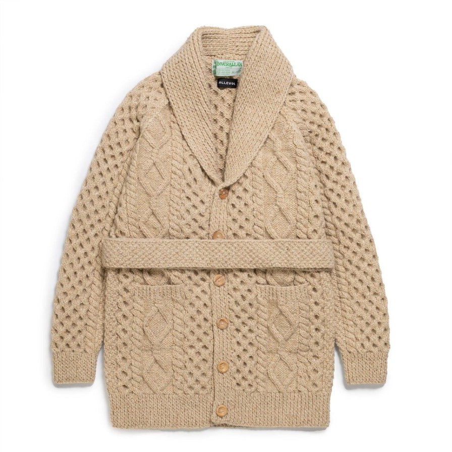 Clothing Allevol Knitwear | Allevol X Inverallan Shawl Collar Cardigan 6A Long Oatmeal