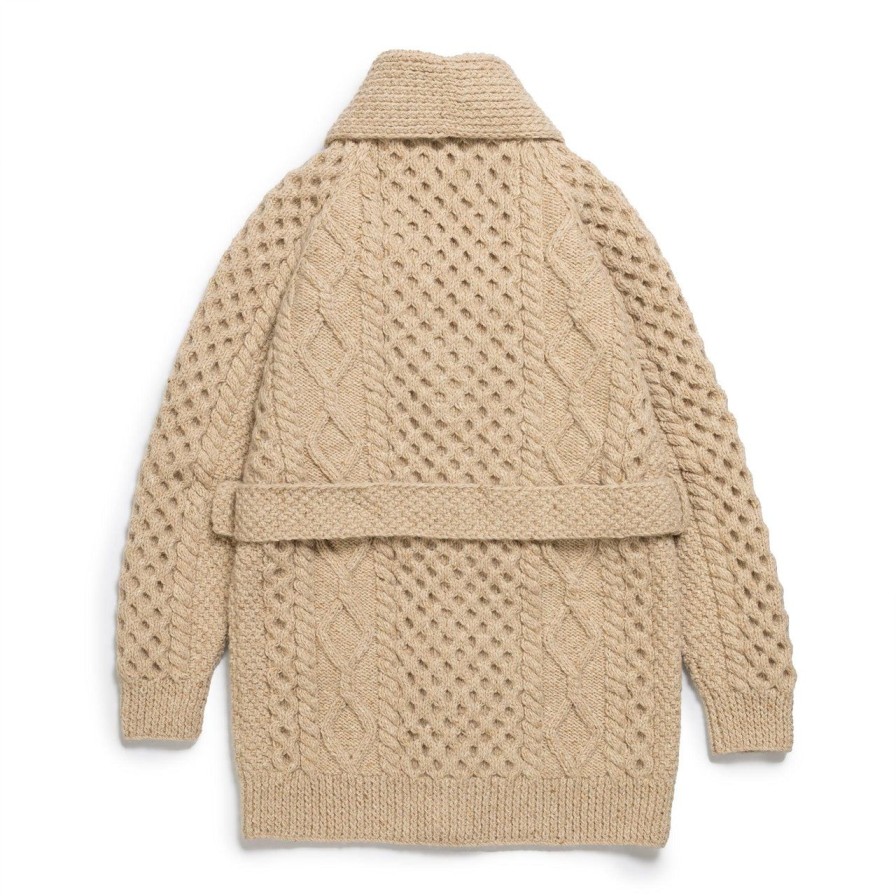 Clothing Allevol Knitwear | Allevol X Inverallan Shawl Collar Cardigan 6A Long Oatmeal