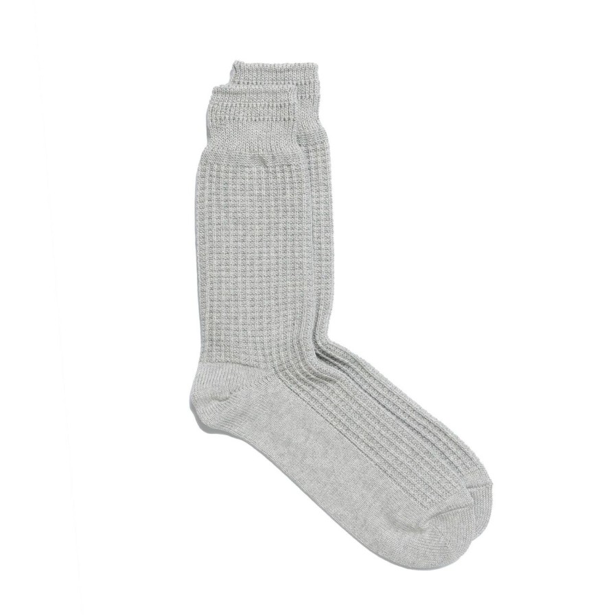 Accessories Rototo Rototo | Rototo Cotton Waffle Crew Socks Mid Grey