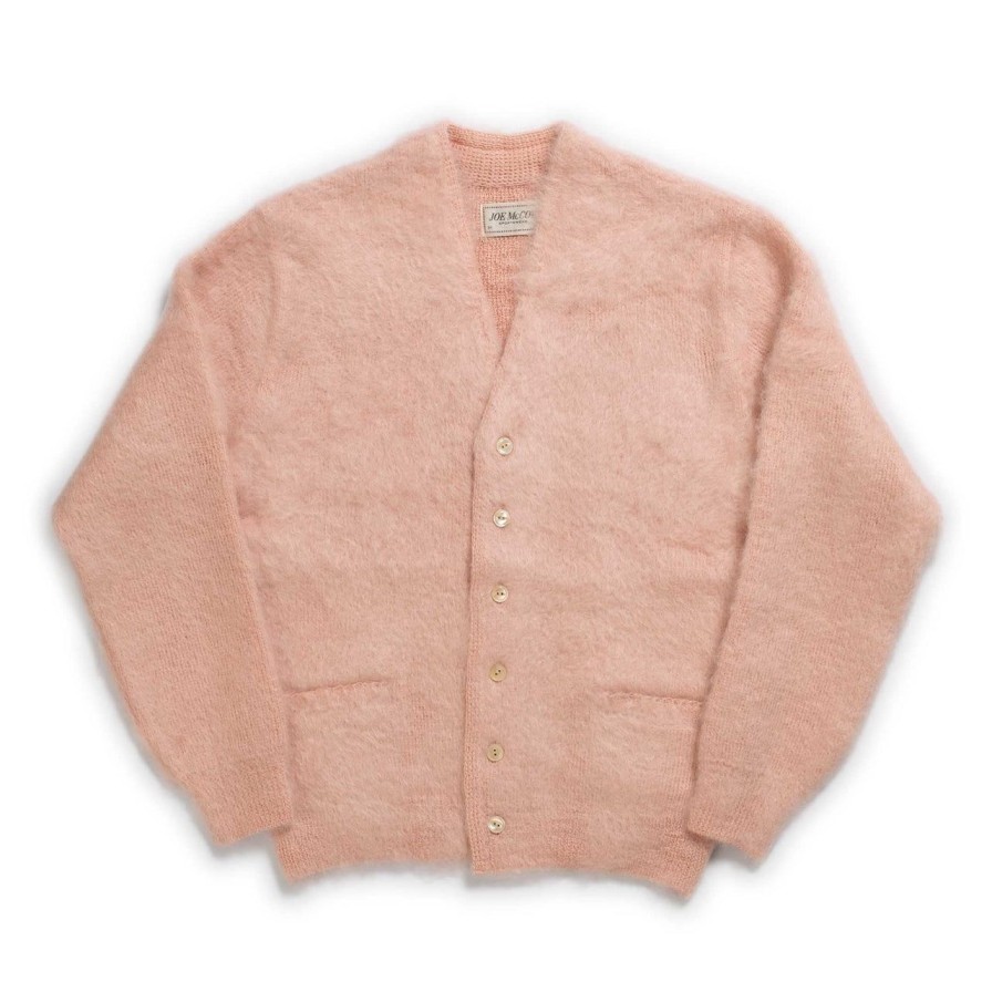 Clothing The Real McCoy's Knitwear | The Real Mccoy'S Joe Mccoy Mohair Cardigan Flamingo