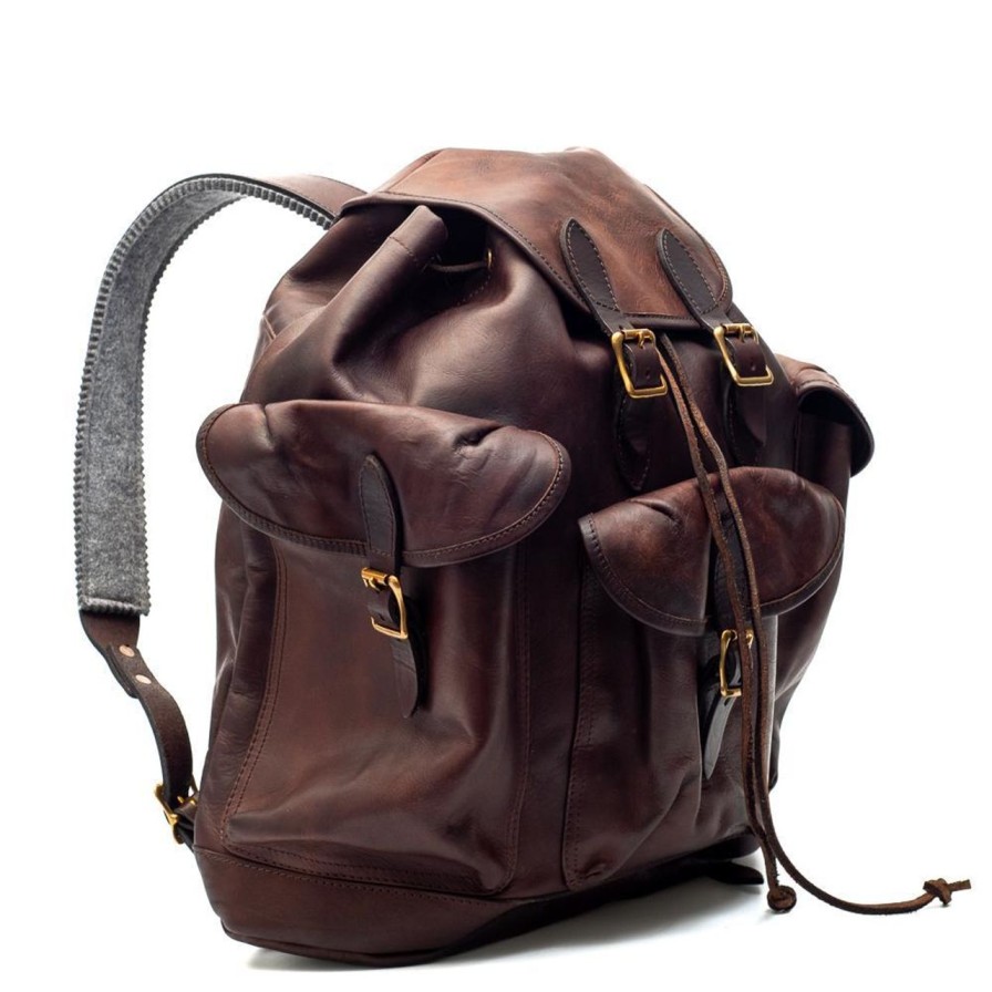 Accessories Vasco Vasco | Vasco Leather Army Rucksack Brown