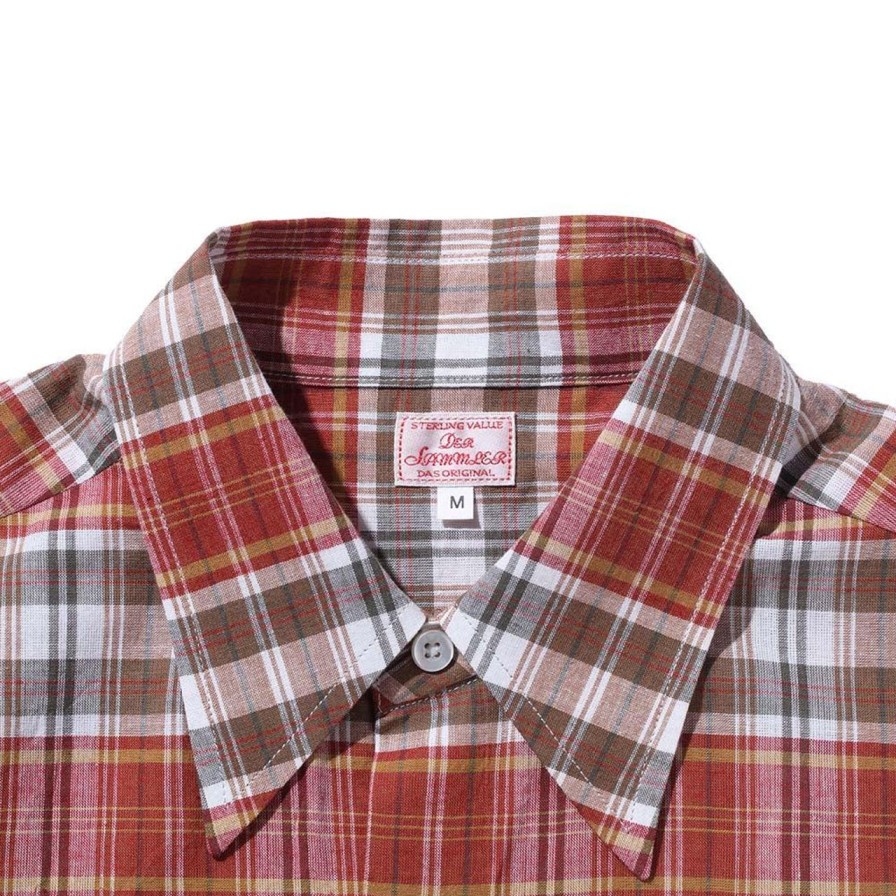 Clothing Anatomica Shirts | Der Sammler Kamp Collar Shirt Madras Check Red