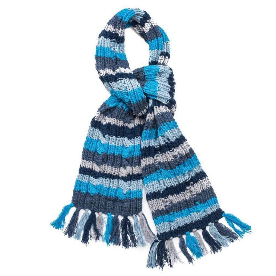 Clothing Allevol X Inverallan Knitwear | Allevol X Inverallan 22F Rib & Cable Scarf Assorted Blue