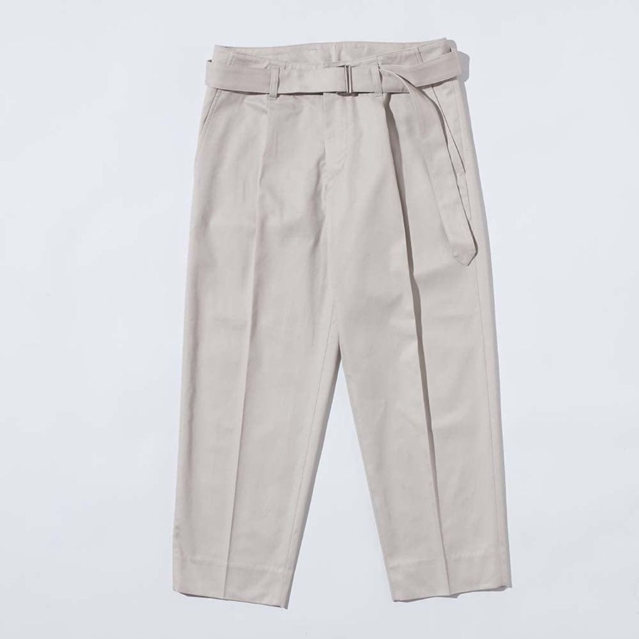 Clothing Kuon Shirts | Kuon Gentle Gabardine Belted Pants Greige