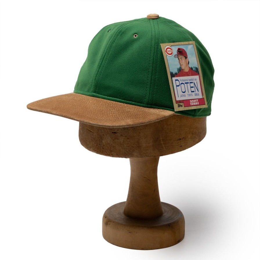 Accessories Poten Baseball Cap Poten | Poten Two Tone Suede Baseball Cap Green