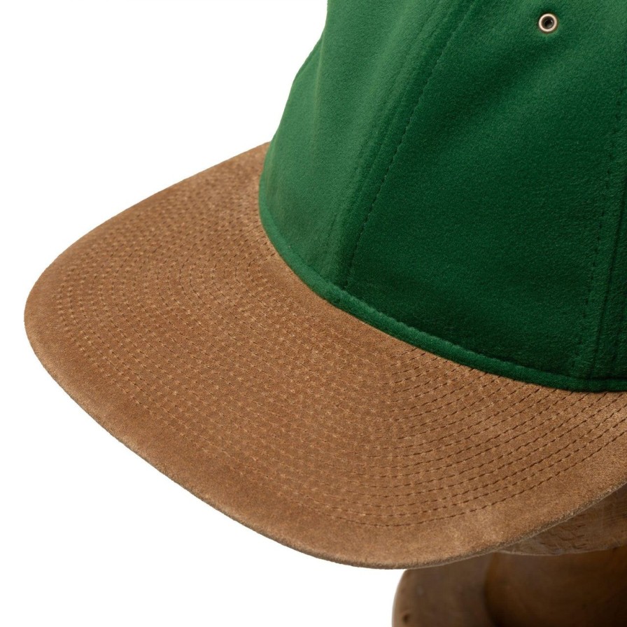 Accessories Poten Baseball Cap Poten | Poten Two Tone Suede Baseball Cap Green