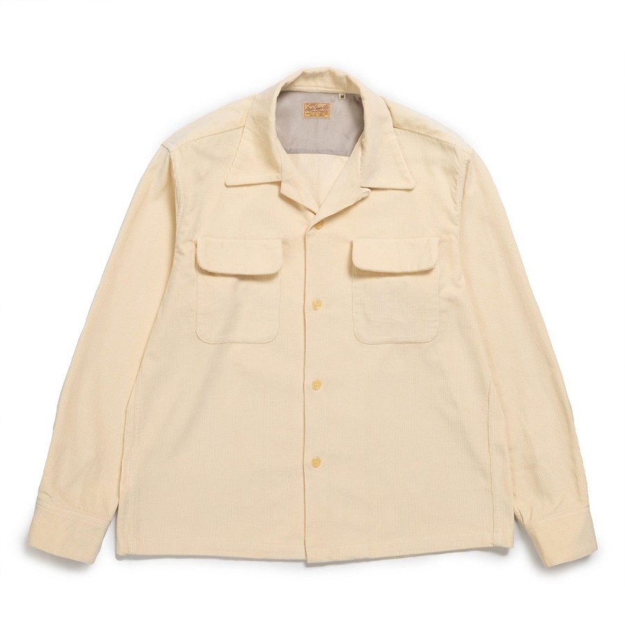 Clothing Style Eyes Shirts | Style Eyes Solid Model Corduroy Sports Shirt Off White