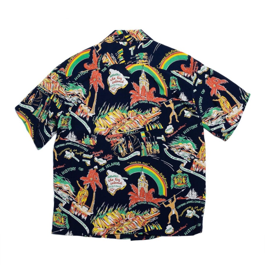 Clothing Sun Surf Hawaiian Shirt | Sun Surf History Of The Islands Hawaiian Shirt Navy