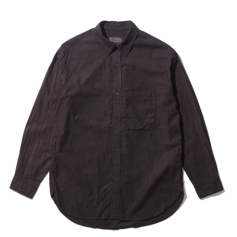 Clothing Kuon Shirts | Kuon Regular Collar Shirt Dorozome Mud Brown