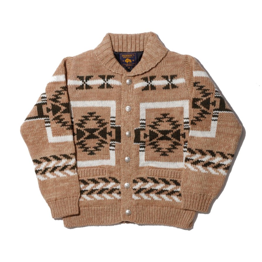 Clothing Pherrow's Knitwear | Pherrow'S Hand Knitted Cardigan Beige