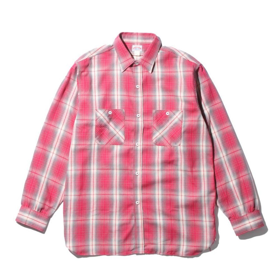 Clothing The Real McCoy's Shirts | The Real Mccoy'S 8Hu Ombre Check Summer Flannel Shirt Pink