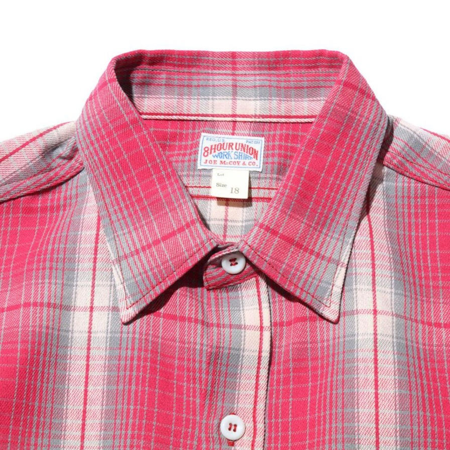 Clothing The Real McCoy's Shirts | The Real Mccoy'S 8Hu Ombre Check Summer Flannel Shirt Pink