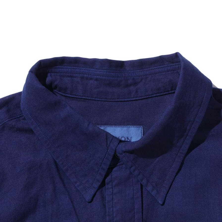 Clothing Kuon Shirts | Kuon Regular Collar Shirt Aizome Indigo Blue