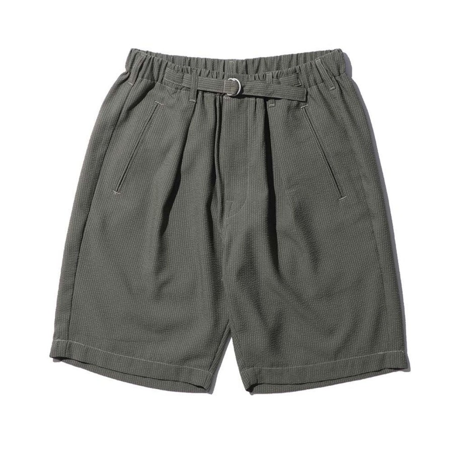 Clothing Post Overalls Shorts | Post Overalls E-Z Lax 4 Shorts Seersucker Olive