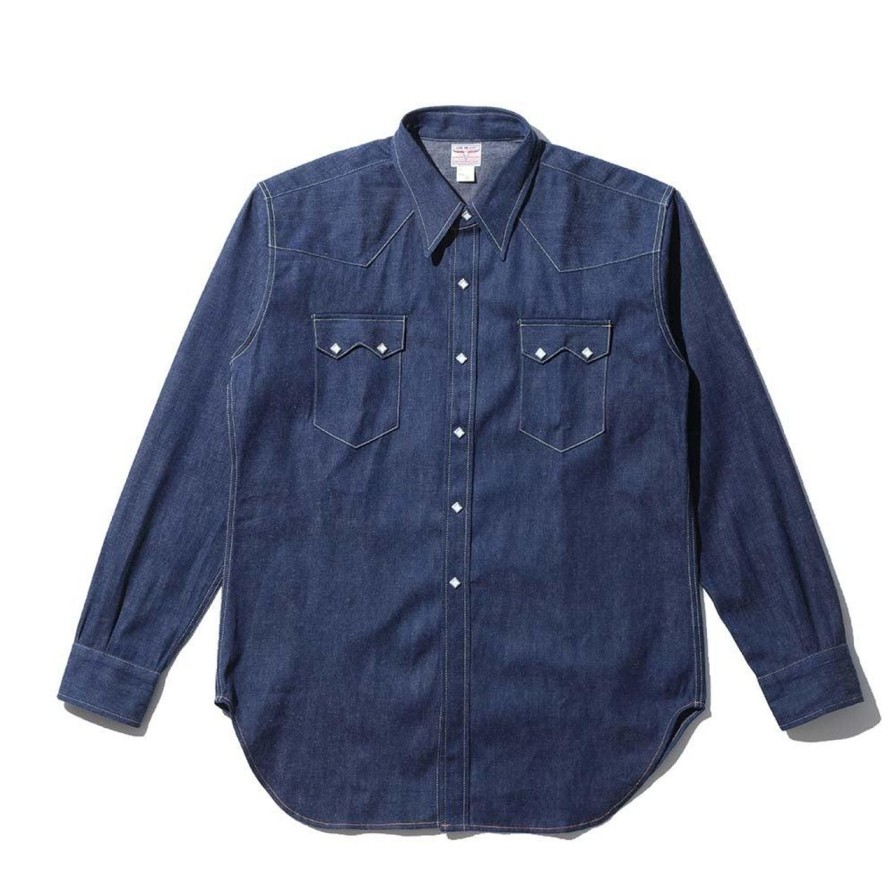 Clothing The Real McCoy's Shirts | The Real Mccoy'S Denim Western Shirt / Sawtooth Indigo