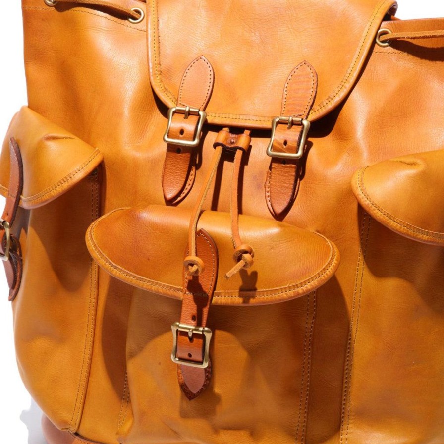 Accessories Vasco Vasco | Vasco Leather Army Rucksack Mustard Camel