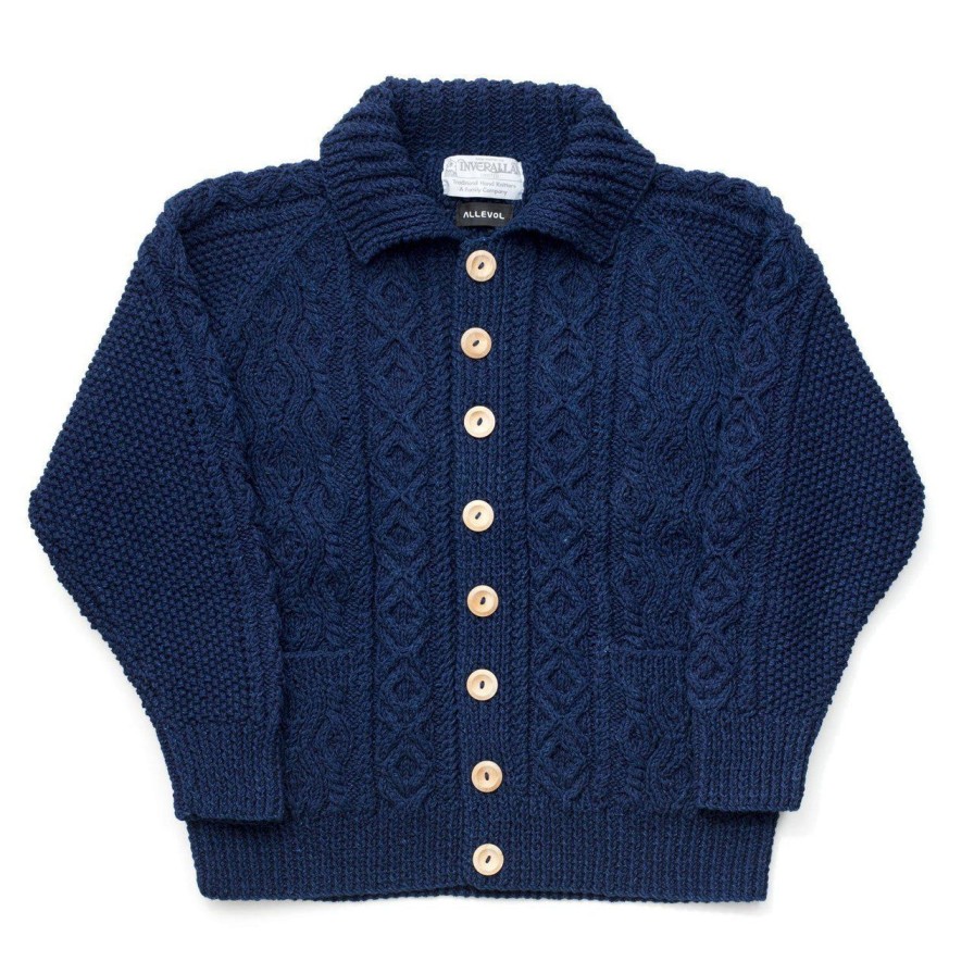 Clothing Allevol X Inverallan Knitwear | Allevol X Inverallan Cable Knit Cardigan 3A Indigo