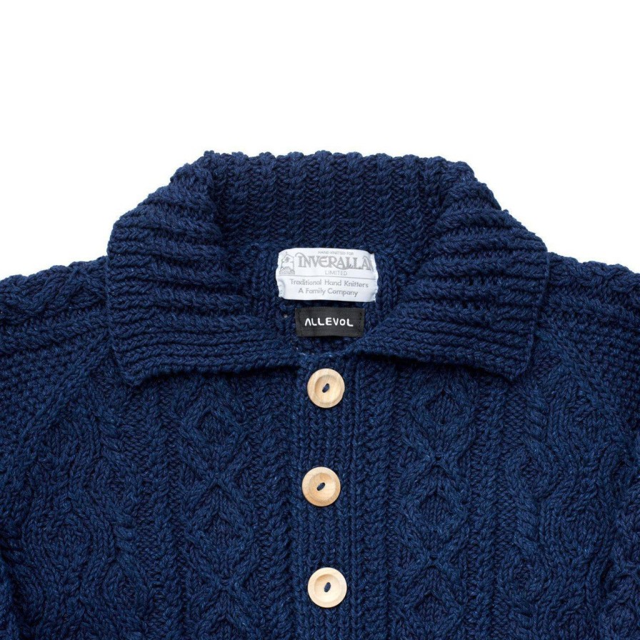 Clothing Allevol X Inverallan Knitwear | Allevol X Inverallan Cable Knit Cardigan 3A Indigo