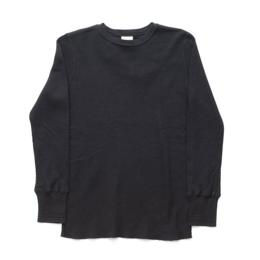 Clothing Gladhand T-Shirts & Undershirts | Glad Hand Waffle Knit Crew Long Sleeve Black