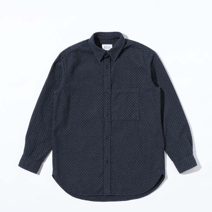 Clothing Kuon Shirts | Kuon Cross Sashiko Shirt Navy