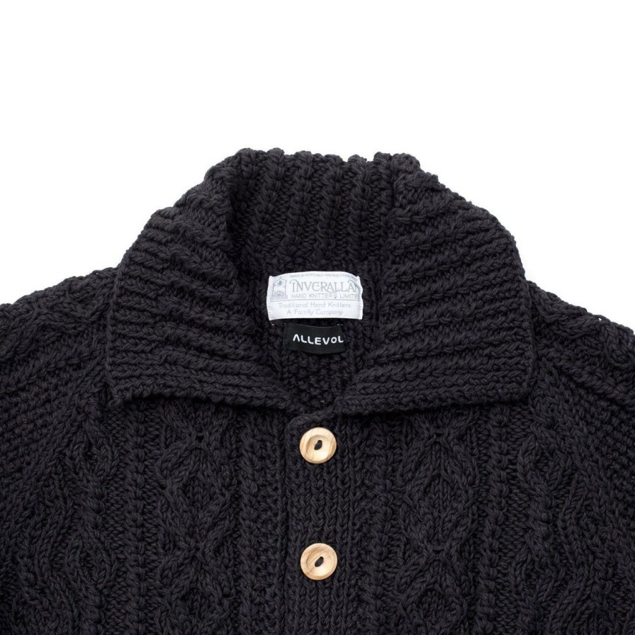 Clothing Allevol X Inverallan Knitwear | Allevol X Inverallan Cable Knit Cardigan 3A Black