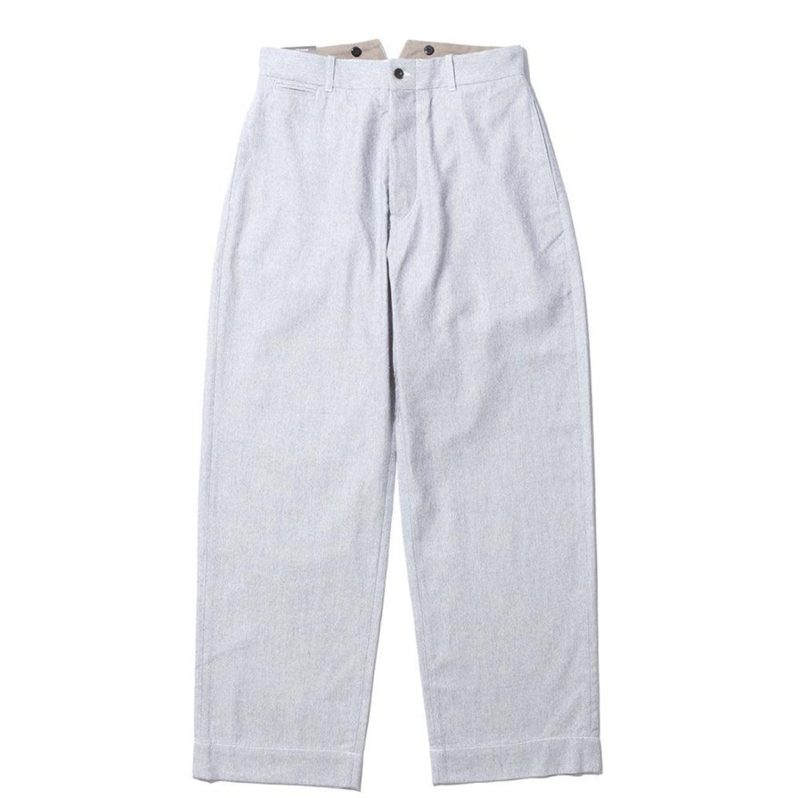 Clothing Belafonte Ragtime Clothing Chinos | Belafonte Ragtime Clothing Hi Back Trousers Cotton/Linen Herringbone Blue Grey