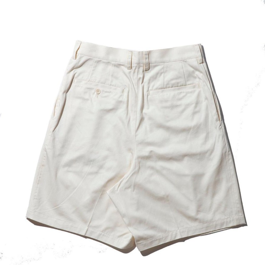 Clothing Kuon Shorts | Kuon Cotton Twill Pleated Shorts Ivory