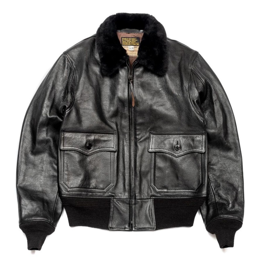 Clothing Buzz Rickson's Leather Jackets | Buzz Rickson'S X William Gibson G-1 Leather Jacket Black