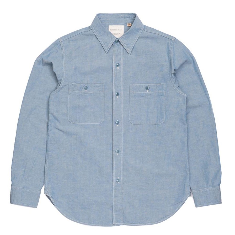 Clothing Full Count Shirts | Full Count Chambray Shirt Blue