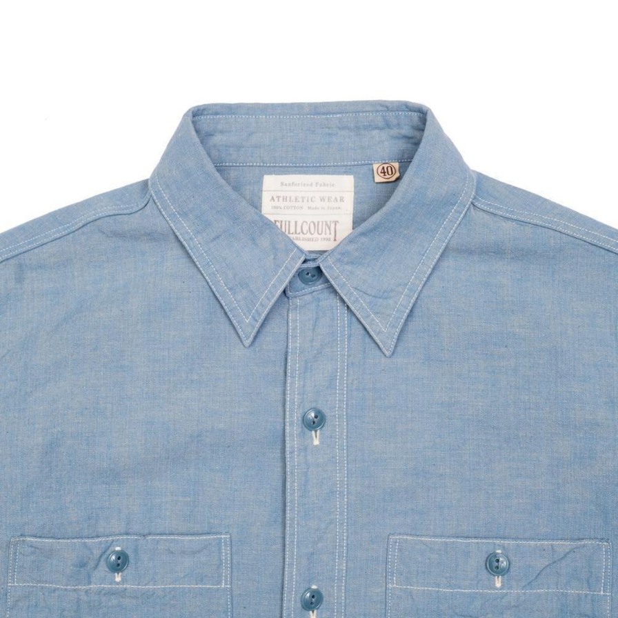 Clothing Full Count Shirts | Full Count Chambray Shirt Blue