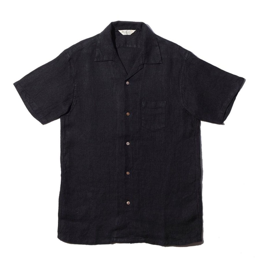 Clothing Orgueil Shirts | Orgueil Open Collar Shirt Black