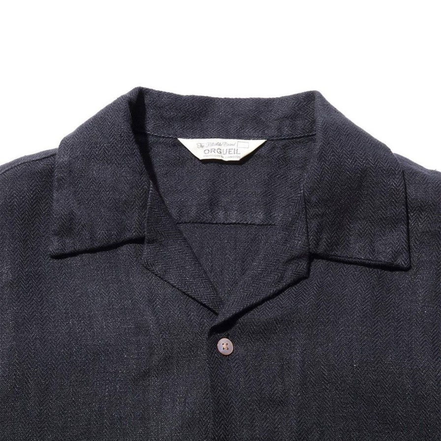 Clothing Orgueil Shirts | Orgueil Open Collar Shirt Black