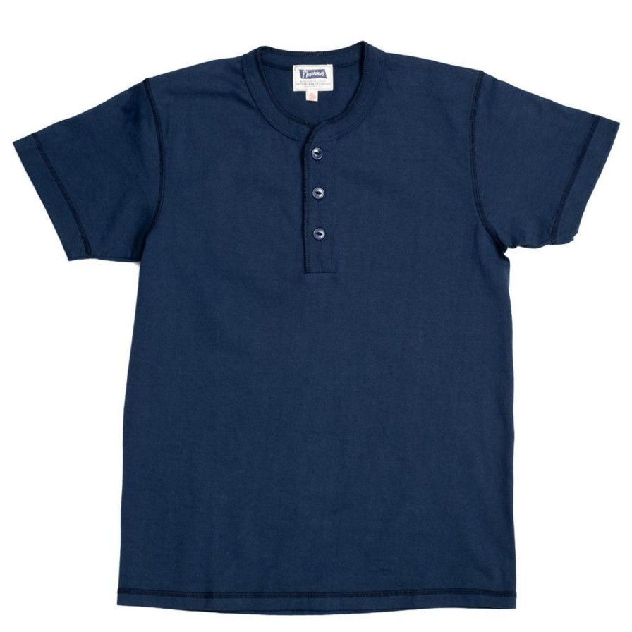 Clothing Pherrow's T-Shirts & Undershirts | Pherrow'S S/S Henley Grand Navy