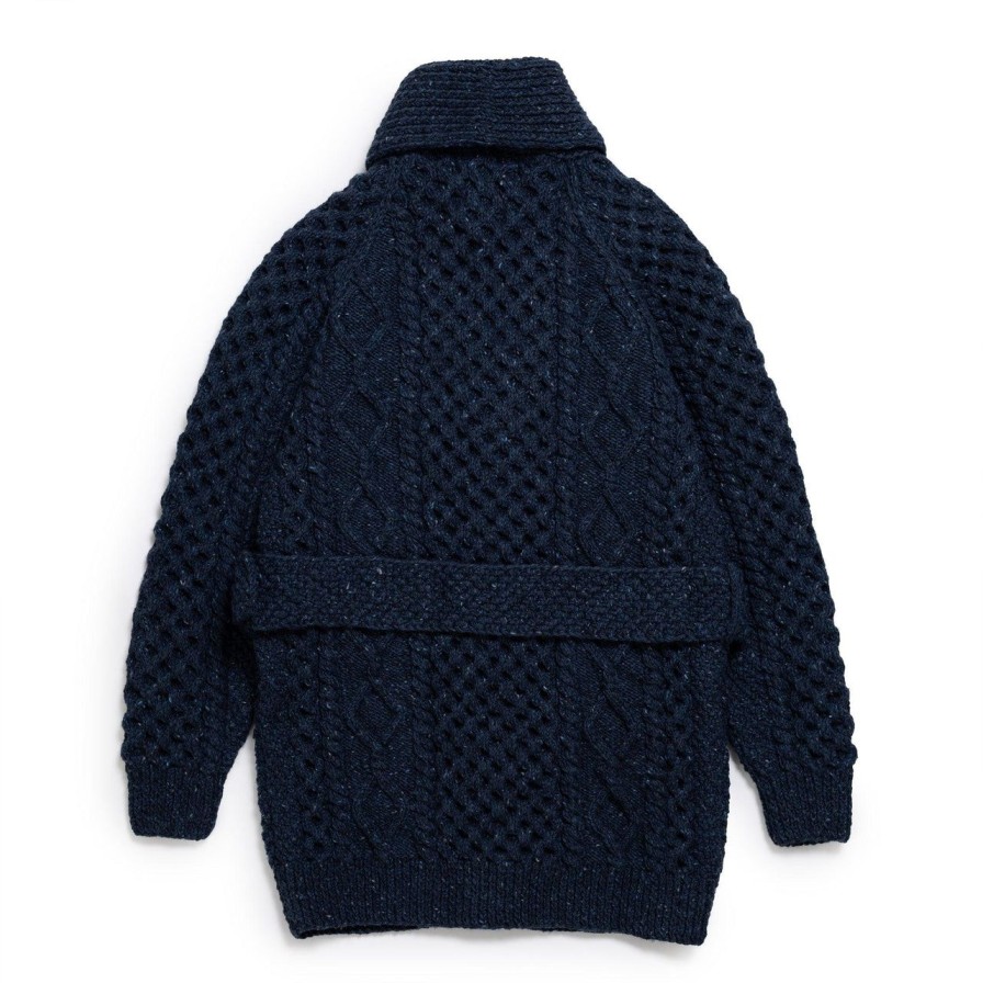 Clothing Allevol Knitwear | Allevol X Inverallan Shawl Collar Cardigan 6A Long Blueberry