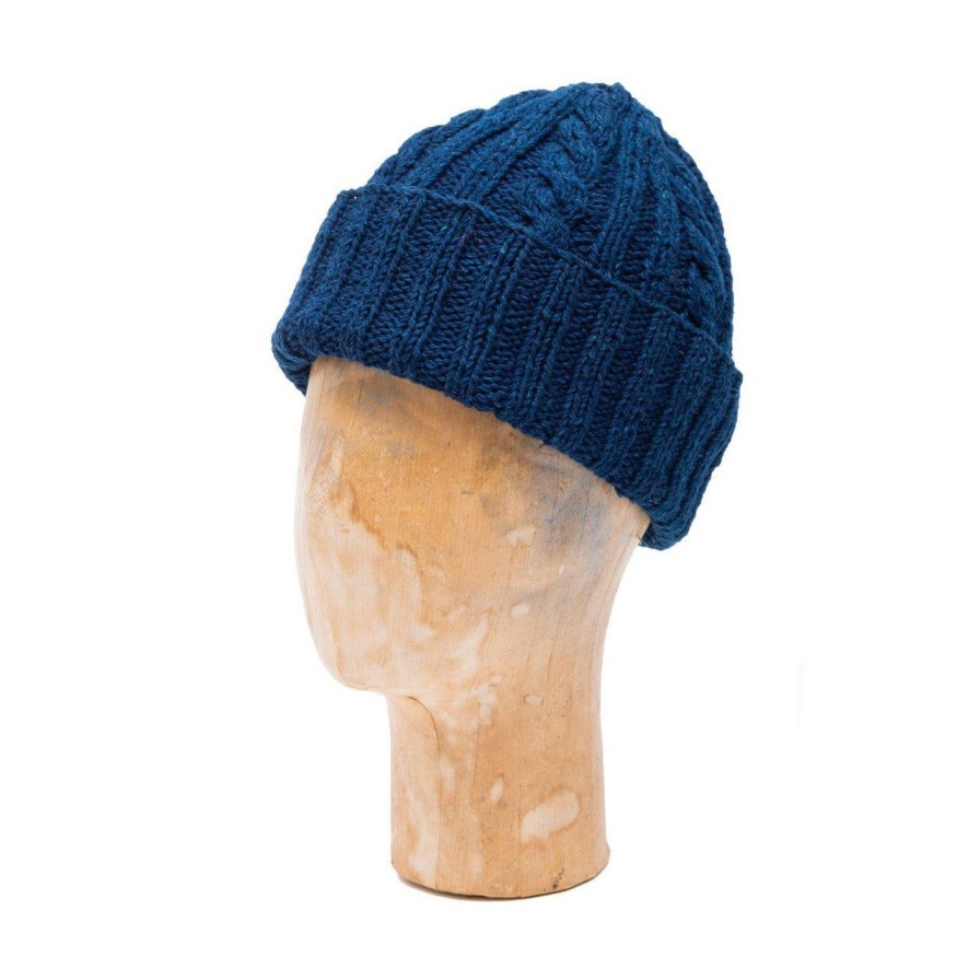 Clothing Allevol X Inverallan Knitwear | Allevol X Inverallan Cable Knit Indigo Cotton Beanie 22F